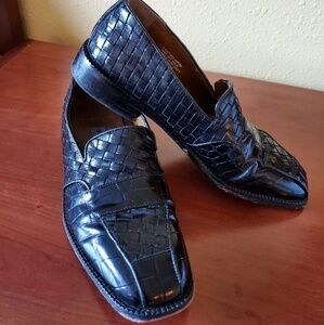 Stacy Adam's Black Woven Leather Shoes Size 9.5
